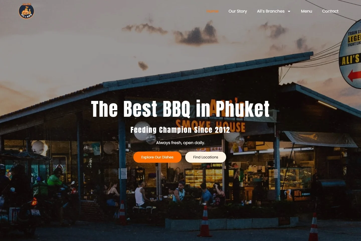 Ali’s BBQ website screenshot